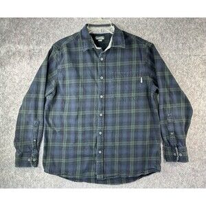 Eddie Bauer Shirt Mens L Flannel Blackwatch Tartan Plaid Long Sleeve 100% Cotton